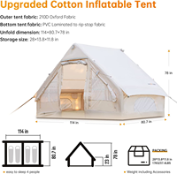 Grandes tentes en toile Tente touristique à air gonflable 4 6 personnes Tentes cabine de glamping en usine Camping extérieur étanche
