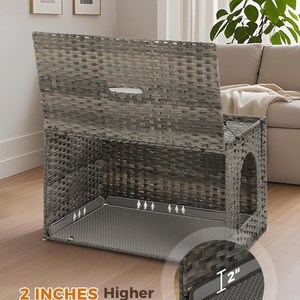 Woven Cat <b>House</b> With Litter Box Storage Rectangle Pet <b>Bed</b> Multifunctional For Cat Medium Size - Product Image 4