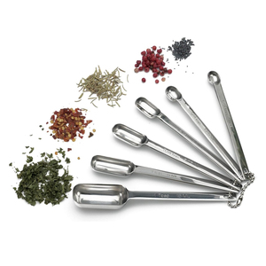 2026 Stainless Steel Eco-Friendly Measuring Spoons Set 6 Rectangular <b>Teaspoon</b> Tablespoon <b>Long</b> Handle Classic Design Dry Liquid - Product Image 1