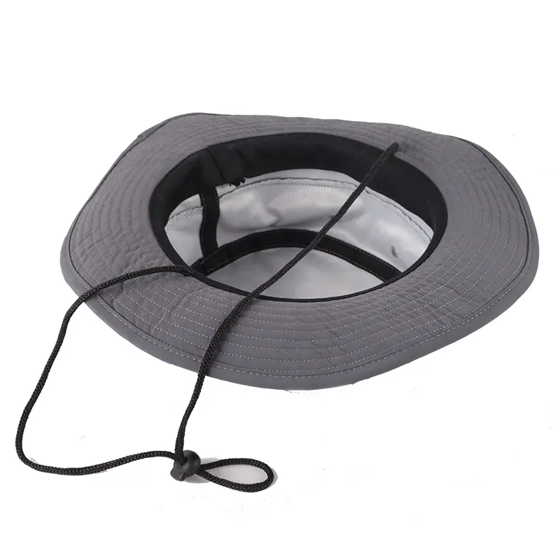 wholesale wide brim boonie fishing hat custom nylon hiking safari bucket hat with string