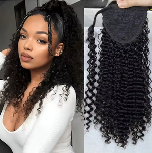Extensiones de Cabello Chino Virgen 100% con Cutícula Alineada, Cola de Caballo con Cordón, Cambia Rápidamente el Peinado, Cola de Caballo 100% Cabello Humano - Product Image 4