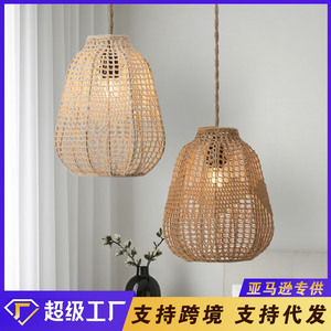 Bohemian Cotton <b>Rope</b> Woven Lampshade Bell Shape Off White Brown Handmade Fabric Shade For Indoor Decor <b>Lighting</b> - Product Image 4