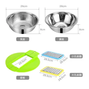 Cuenco multiusos de acero inoxidable para lavado de arroz, colador, escurridor, cuenco