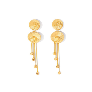 Fashion Drop Earrings 316L Stainless Steel PVD Gold Plating Sustainable Resistant Long <b>Tassel</b> Design - Product Image 2