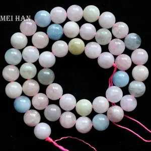 Meihan Natural Madagascar Beryl 6mm 8mm 10mm Smooth Round Charm Gemstone For Jewelry Making Design