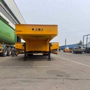 Semi-<span class=keywords><strong>remorque</strong></span> à plateau surbaissé renforcé 3 essieux avec rampe de chargement à ressorts robustes, <span class=keywords><strong>châssis</strong></span> en acier jaune pour la logistique transfrontalière de machines - Product Image 4
