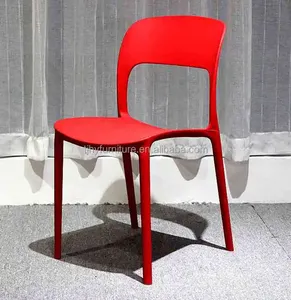 Chaise de salle à manger en plastique moderne empilable personnalisée en usine, colorée, pour salon, maison, café, restaurant - Product Image 2