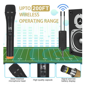 Hot Sales Dual Channel Karaoke <b>Microphone</b> System UHF <b>Wireless</b> Handheld Dynamic Mic for Parties and Church Metal Material - Product Image 5