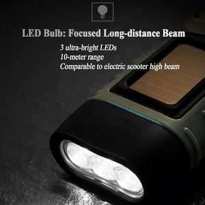 Multi-functional Solar Powered Hand Crank <b>Rechargeable</b> Flashlight Power Bank Output IP65 Rated <b>LED</b> <b>Light</b> Source <b>Rechargeable</b> - Product Image 5