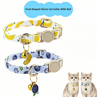 Kalung Kucing NIBAO 2 Pack Motif Pisang & Blueberry, dengan Pengaman Lepas Cepat, Set Kalung Hewan Peliharaan Lucu untuk Kucing & Anjing Kecil