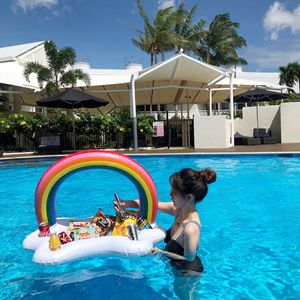 <b>Inflatable</b> Rainbow Ice Bar Cloud <b>Float</b> With Cup Holders For Pool Party Outdoor Use PVC Material Unisex Swim Accessory - Product Image 4
