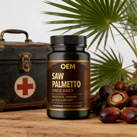 Complément de Palmier Nain (Saw Palmetto) Marque Blanche OEM - Soutien à la Santé de la Prostate, Bloqueur de DHT et Prévention de la Chute de Cheveux, Sans Gluten, Sans OGM