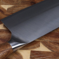 Vente directe usine – Ensemble de couteaux de cuisine modernes à lames en acier inoxydable à haute teneur en carbone (couteaux de chef et à découper) avec manche en bois, lame de 18 cm