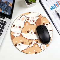 Tapis de souris en caoutchouc écologique imprimé de dessins animés d'animaux mignons (Shiba Inu, lapin), tissu tricoté lisse, antidérapant, pour bureau, ordinateur portable, jeux