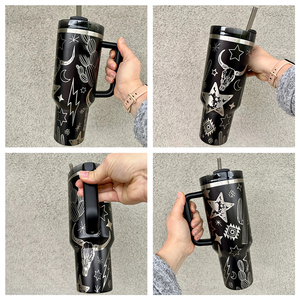 Cangkir Tumbler sapi macan tutul Barat pribadi 40 oz Tumbler koboi banteng terukir 40 oz 20oz dengan pegangan