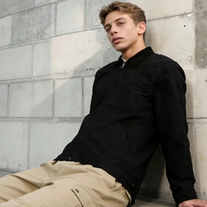 Мужская винтажная демисезонная куртка-бомбер на молнии из экологичного ветрозащитного флиса с контрастным отложным воротником, молодежная, комфортная, универсальная - Product Image 4