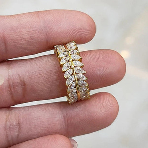 Bague de luxe Q919 pour femme en or jaune avec diamant taille marquise, bijou de mariage naturel - Product Image 5