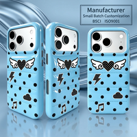 Coque de protection antichoc en cuir PU éponge motif cœur ailé Vibe populaire pour iPhone 17 Pro avec rebord de caméra surélevé