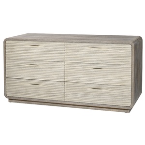 เฟอร์นิเจอร์ห้องนอนสไตล์อเมริกันวินเทจ ตู้เก็บของไม้สีเทา 6 ลิ้นชัก - Product Image 1