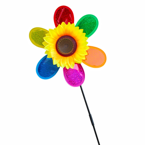 Hersteller direkt im Freien Garten einzelne Pailletten Sonnenblumen Windmühlen aus Kunststoff für Spielzeug und Geschenke verwendet - Product Image 2