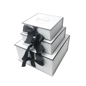 Custom Premium Famous Brand White Boxes With Bow Valentine Easter White Gift Set Packaging