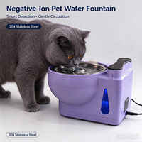Fontaine à eau automatique pour animaux de compagnie à circulation continue, purification par ions négatifs, fontaine à boire en acier inoxydable avec niveau d'eau visible