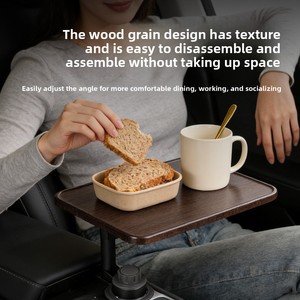 360&deg; Rotating Wood Panel Car Mount Floating Heightened Small Tea Office Square <strong>Table</strong> Vehicle Interior Parts Tabletop Accessories - Product Image 2