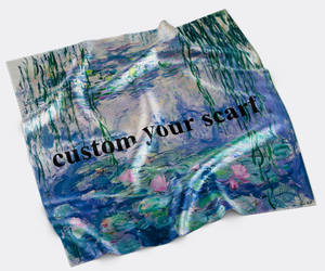 <span class=keywords><strong>Foulard</strong></span> Quadrato in Raso per Donna con Stampa Personalizzata, Serigrafia Floreale Rosa e Blu Artistico con Motivo a Loto - Product Image 1