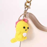 Porte-clés en peluche au crochet, petit dinosaure, pendentif de sac tissé à la main, adorable pendentif en peluche fait main