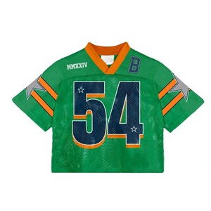 Camiseta de Fútbol Americano Verde Personalizada con Cuello en V, Manga Corta, Transpirable, de Secado Rápido, Malla Sublimada, 100% Poliéster, para Deportes de Equipo para Adultos - Product Image 1