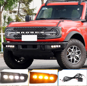 Luces de parachoques delantero con señal de giro, Luz antiniebla amarilla DRL LED de circulación diurna para Ford Bronco 2021 <span class=keywords><strong>2022</strong></span> - Product Image 4