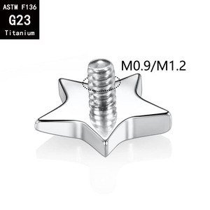 Star Cross Heart Moon Disc Replacement Accessories for Body Jewelry| Threaded Flat Top <b>Piercing</b> Ends 316L Stainless Steel - Product Image 4