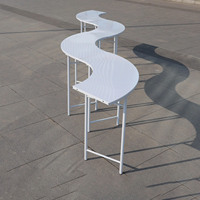 Support à gâteau demi-rond en métal en forme de S pour table de dessert extérieure, mariage, événementiel, présentoir, vente en gros, fournitures événementielles