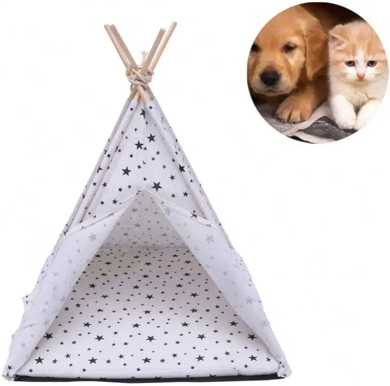 Dog and Cat Teepee Bed Portable Pet Tent House Washable Breathable pet Cage for Small pet