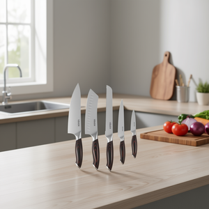 Set di 6 coltelli da cucina in acciaio inossidabile ad alto tenore di carbonio con manico ergonomico in resina per cucinare - Product Image 2