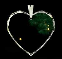 Pendentif en verre cristal en forme de cœur rond, décoration de sapin de Noël, souvenir de la fête des mères pour les amis
