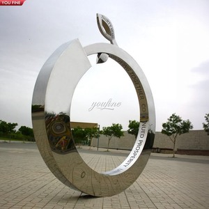 YOUFINE Statue Circulaire Abstraite Personnalisée en Métal Acier Inoxydable Paysage Urbain Contemporain - Product Image 4
