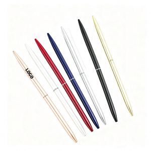 Bolígrafo Delgado de Metal Color Oro Rosa para Oficina, Bolígrafo de Lujo con Punta Fina y Mecanismo Giratorio, con Logotipo Personalizado para Regalos - Product Image 1