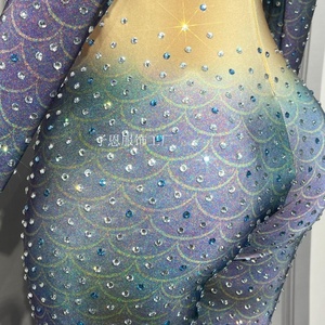 Combinaison en Spandex/Nylon à Motif d'Écailles de Poisson avec Strass Brillants, Nouvelle Collection, pour Femmes, Danse du Ventre, Spectacle, Tenue de Mode, Chanteuse - Product Image 5
