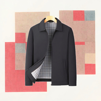 Veste Homme Réversible à Col Rabattable 2025 – Coupe Décontractée, Simple Boutonnage, Coupe-Vent Légère Printemps-Automne