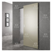 Porte coulissante sans cadre à rail dissimulé, surface miroir, portes coulissantes en bois pour cuisine, salle de bain, cloison de pièce
