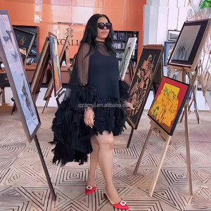 <span class=keywords><strong>Berserk</strong></span> Free Mini vestidos malla gasa ropa mujer Sexy <span class=keywords><strong>2023</strong></span> recién llegados Plume Ankara vestido africano - Product Image 5