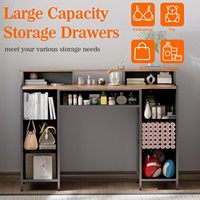 Coiffeuse tendance avec 9 tiroirs de rangement et 2 étagères ouvertes, Table de maquillage pour chambre à coucher, Meuble de rangement