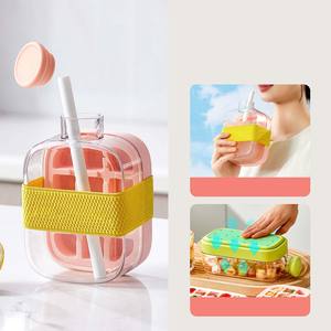 Molde para cubitos de hielo 2 en 1 para refrigerador doméstico al por mayor, bandeja de hielo de grado alimenticio con pajita para hacer hielo de doble propósito - Product Image 3