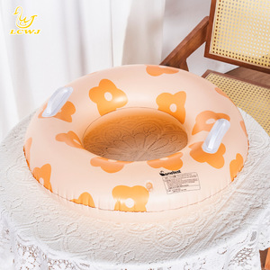 Bouée de bain gonflable ronde LCE2021-7 orange à motifs floraux en PVC 0,22 mm pour enfant unisexe, utilisation piscine, parc aquatique, plage - Product Image 4