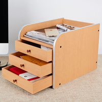 Meuble de bureau multifonction en bois naturel avec tiroirs, classeur de documents A4, support pour papier, organisateur de bureau pour étudiants, armoire de rangement pour cosmétiques