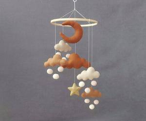 Cintre en peluche bohème organique, à paillettes, étoile, nuage, arc-en-ciel, en peluche, pour bébé fille et garçon, pépinière - Product Image 6