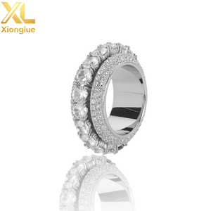 Wholesale Rose Gold Plated Brass Iced Out Hip Hop Wedding <b>Ring</b> for Men with Rotating <b>CZ</b> Stones Cuban Style - Product Image 3