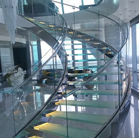 Escaliers Courbes sur Mesure avec Garde-Corps en Verre Trempé Style Minimaliste Escaliers Courbes pour Bâtiments Résidentiels