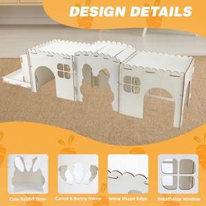 Conejitos extra grandes, conejillo de indias, <span class=keywords><strong>Chinchilla</strong></span>, <span class=keywords><strong>Castillo</strong></span> de conejitos de madera y escondite con comedero de heno - Product Image 5